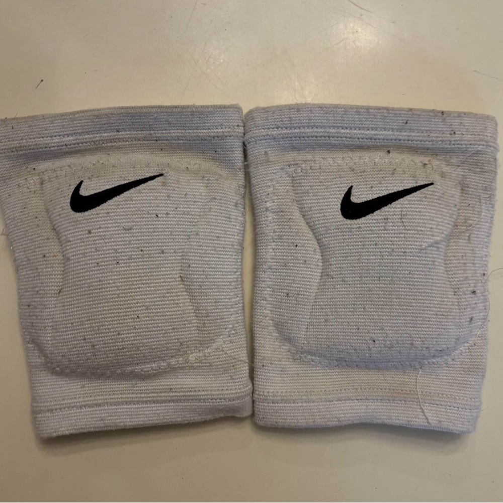Nike White Knee Pads with Black Swoosh - Padded Support